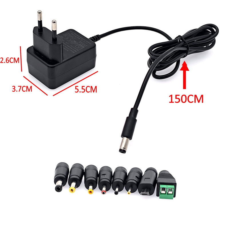 [Australia - AusPower] - JZK AC 100-240V to DC 5V 2A Power Supply Converter Transformer Charger with 8 DC Plug Adapters Replacement 5V 0.5A 500mA 1A 1.5A 2000mA for CCTV Cameras, LED Light Strips, TV Box 