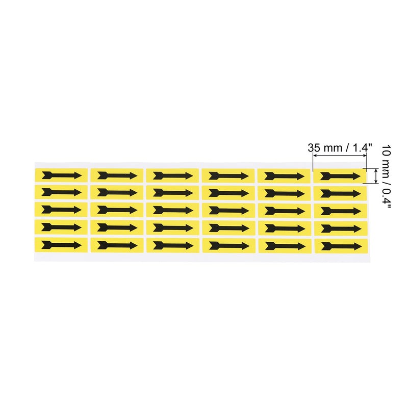 Generic Small Arrow Stickers 1.4x0.4, 10 Sheet Self Adhesive Inspection Indicator Label for Industrial Work, Black Yellow
