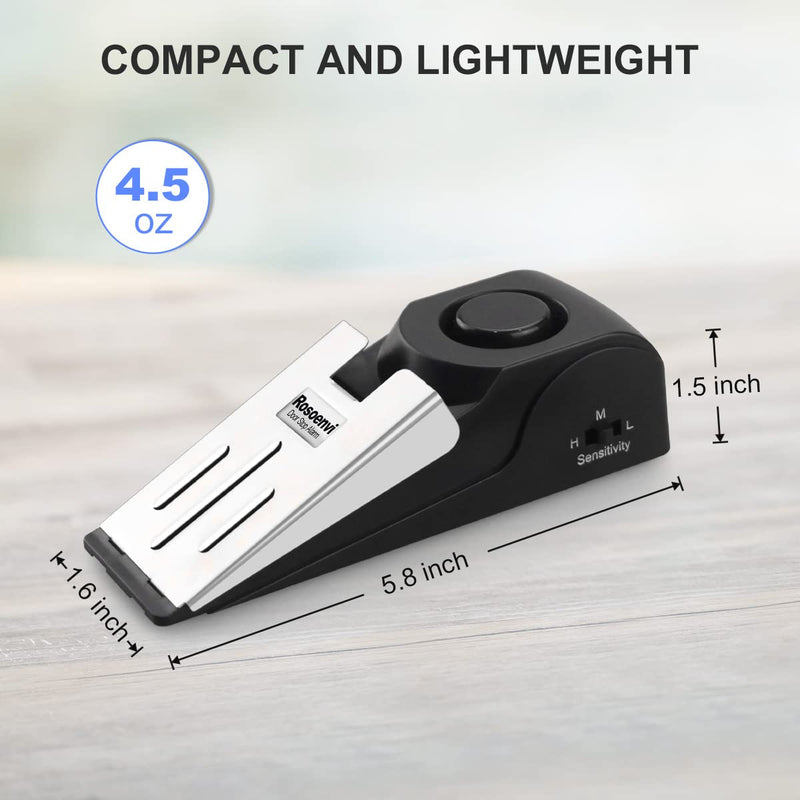 [Australia - AusPower] - 2 Pack Door Stop Alarm, Door Stopper with 120DB Security Alarm, Floor Wedge Door Stop Siren, Door Security Devices for Traveling, Apartment, Hotel and Home, Black 2 