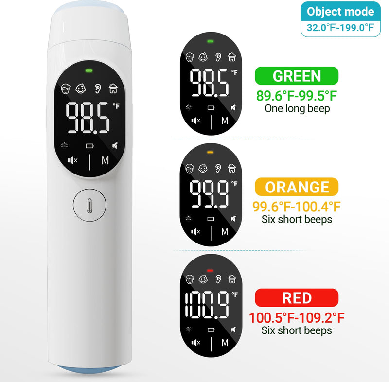 [Australia - AusPower] - Digital Thermometer of Forehead and Ear - Fever Alarm, 1 Second Reading, Magnetic Cover, LED Probe Light, 40 Readings Memory, HD LED Screen, Medical Thermometer for Babies Kids and Adults 