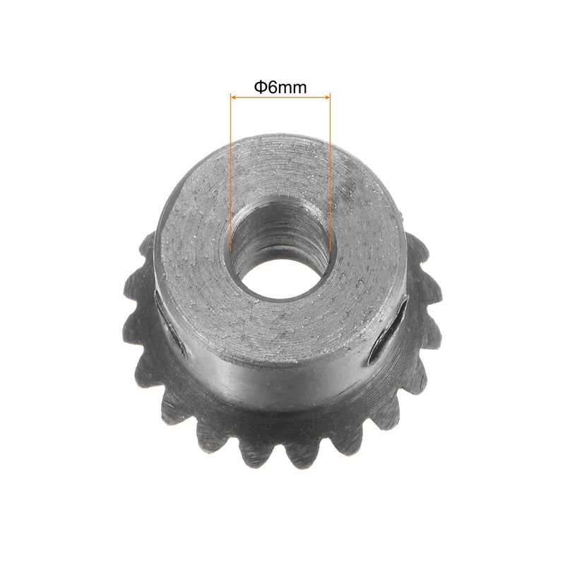 [Australia - AusPower] - 2pcs Bevel Gear 1M 20 Teeth 6mm Shaft Hole 1:1 Tapered Bevel Pinion Gear 45# Steel 1 Module 90 Degree Steering Gear, for Hardware Mechanical Rotation 