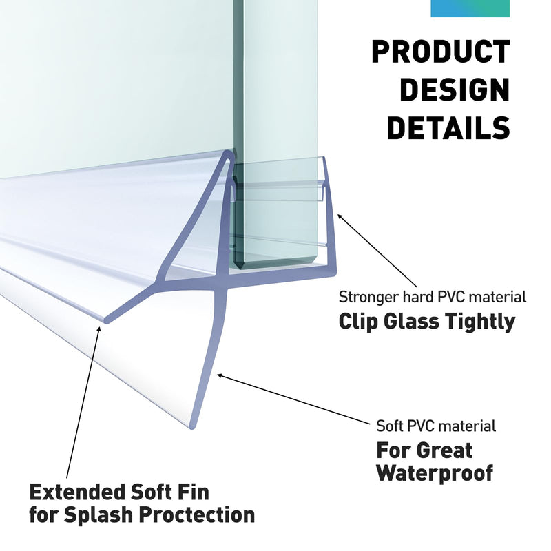 Shower Door Bottom Seal, 2 PCS 1/4" x 36" Shower Door Sweep for 1/4 Inch Glass, Frameless Glass Door Seal Strip,Stop Shower Leaks and Create a Water Barrier (6MM) For 1/4" Glass