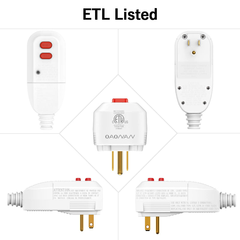 [Australia - AusPower] - GFCI Replacement Plug Assembly Auto Reset 15 Amp 3 Prongs, 5 Years Warranty, Ground Fault Circuit Interrupter Safety Plug for Pressure Washer, Hot Tub, Air Conditioner, Hair Dryer White 15Amp 3Prongs 