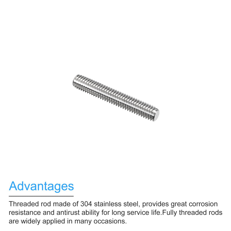 MECCANIXITY Fully Threaded Rod M6 x 35mm 1mm Thread Pitch 304 Stainless Steel Right Hand Threaded Rods Bar Studs 5 Pack