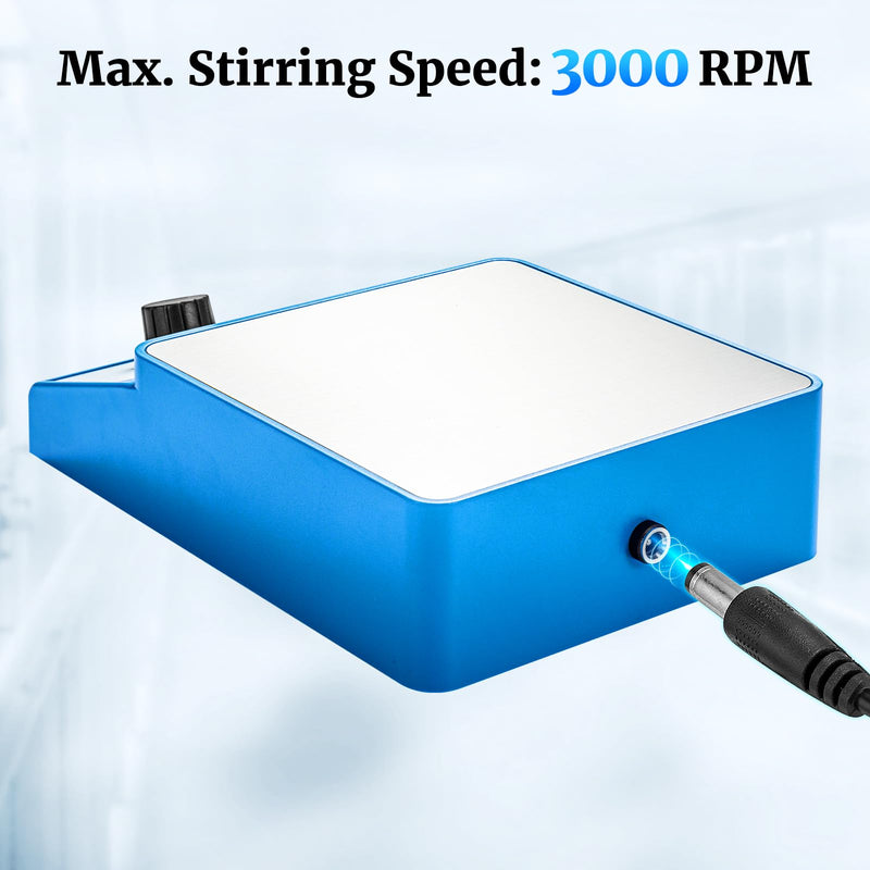 [Australia - AusPower] - Magnetic Stirrer with 4 PCS Stir Bars, Stir Plate 3000RPM Magnetic Mixer 3000mL Lab Stirrers (No Heating) Square Blue 