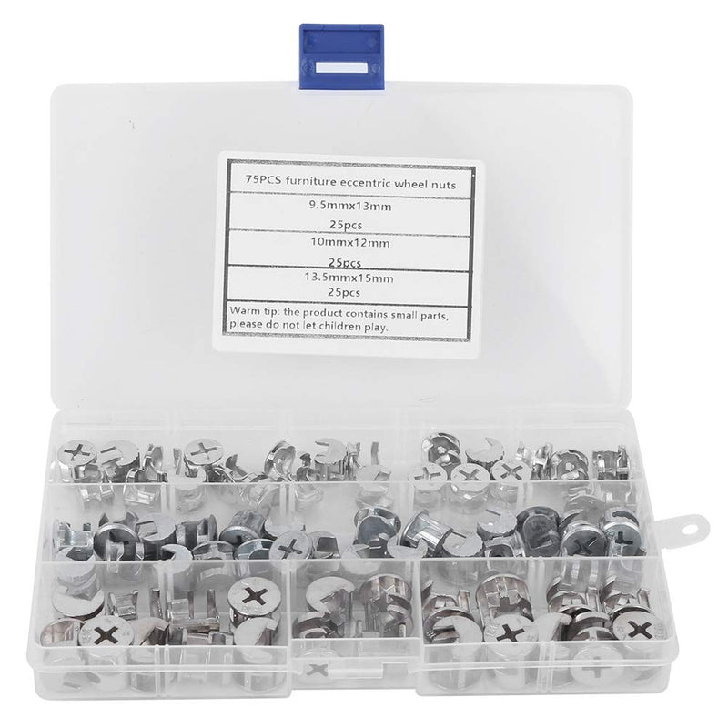 [Australia - AusPower] - 75pcs Cam Lock Fittings Cam Nut Furniture Eccentric Wheel Nut Set 3-in-1 Connector Fastener, Screws 