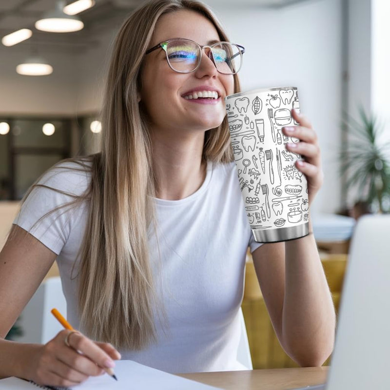 [Australia - AusPower] - 4LIEUBASMI 20 Oz Dental Laser Engrave Tumbler - Dentist Appreciation for Men & Women, Dental Hygienist Cup, Perfect for Christmas, Birthday, Retirement, Coworkers, Friends, Dental Office Gift Dental Icon 20oz 
