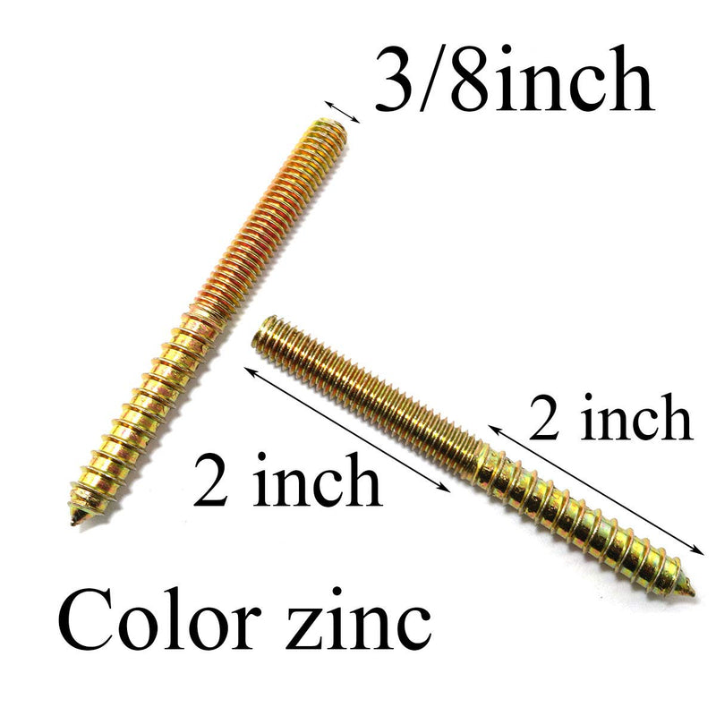 [Australia - AusPower] - 8pcs Self-Tapping Screw Hanger Bolts 3/8"-16 x 4" Hanger Bolts Double Headed Bolts for Furniture Wood Joint 