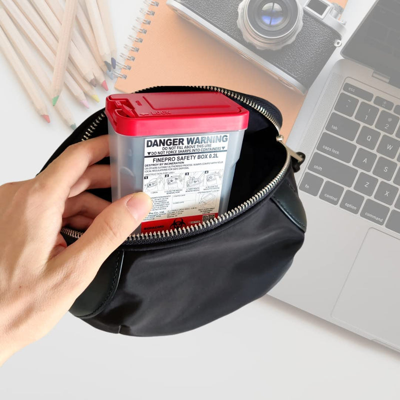 [Australia - AusPower] - 0.2L Size Portable Pen-Needle Disposal Container Diabetes Care (0.2L, Red+Clear, 1) 0.2L 