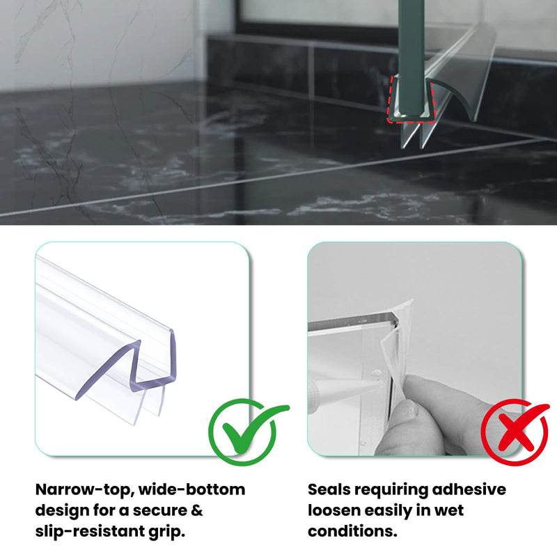 36" Shower Door Bottom Seal Strip for 3/8" (10mm) Glass – Ultra Clear Polycarbonate Shower Door Sweep, One Pack 36 inch long