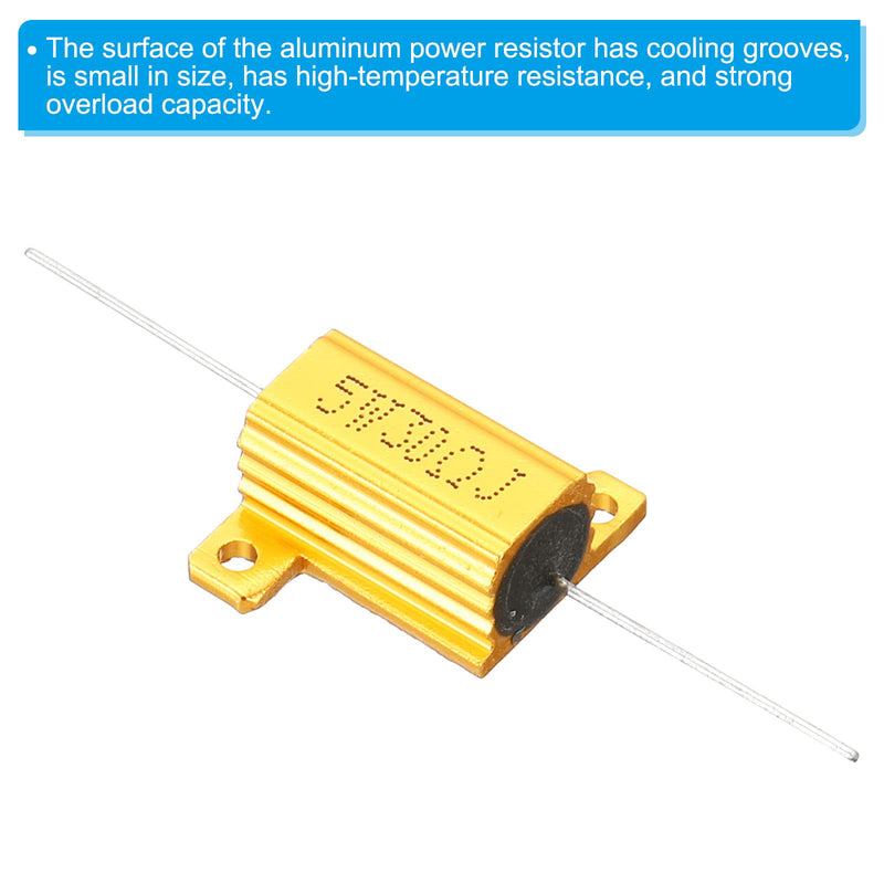 PATIKIL 2pcs 5W 30ohm Aluminum Case Resistor Housing Wire Resistors Screw Tap Power Resistor Gold Tone 30 Ω