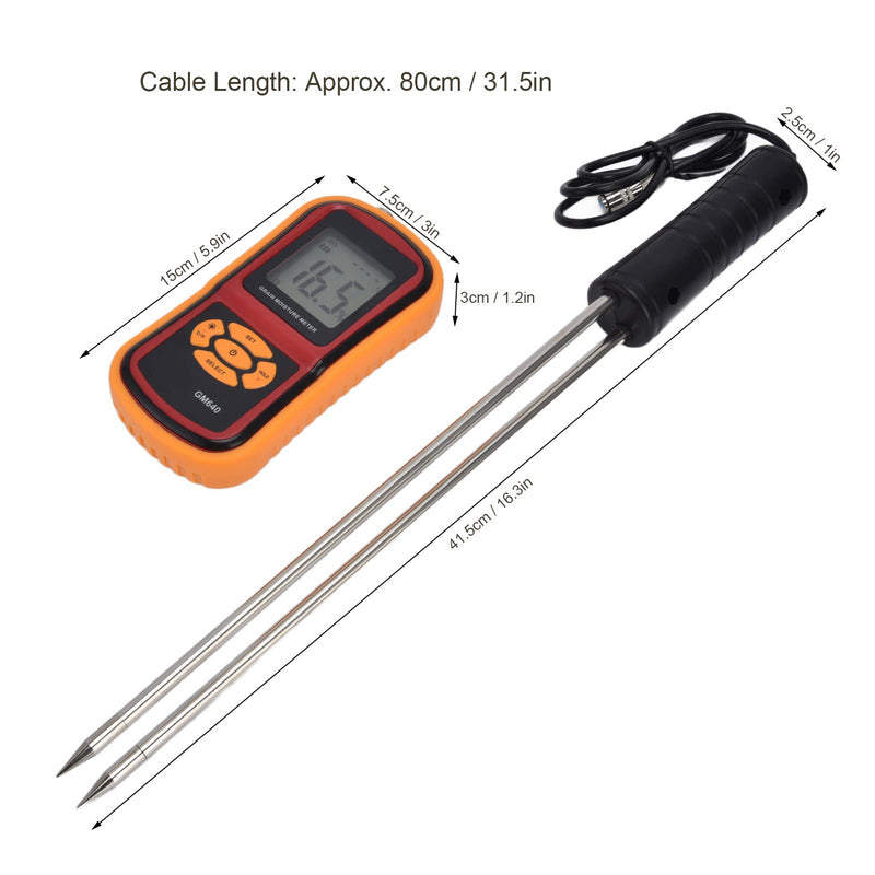 [Australia - AusPower] - Hay Meter, 5% to 30% Digital LCD Grain Meter 41cm Use Probe Humidity Tester Portable Water Content Analyzer for Cereal Straw Corn Wheat Rice Bean Wheat Bran 