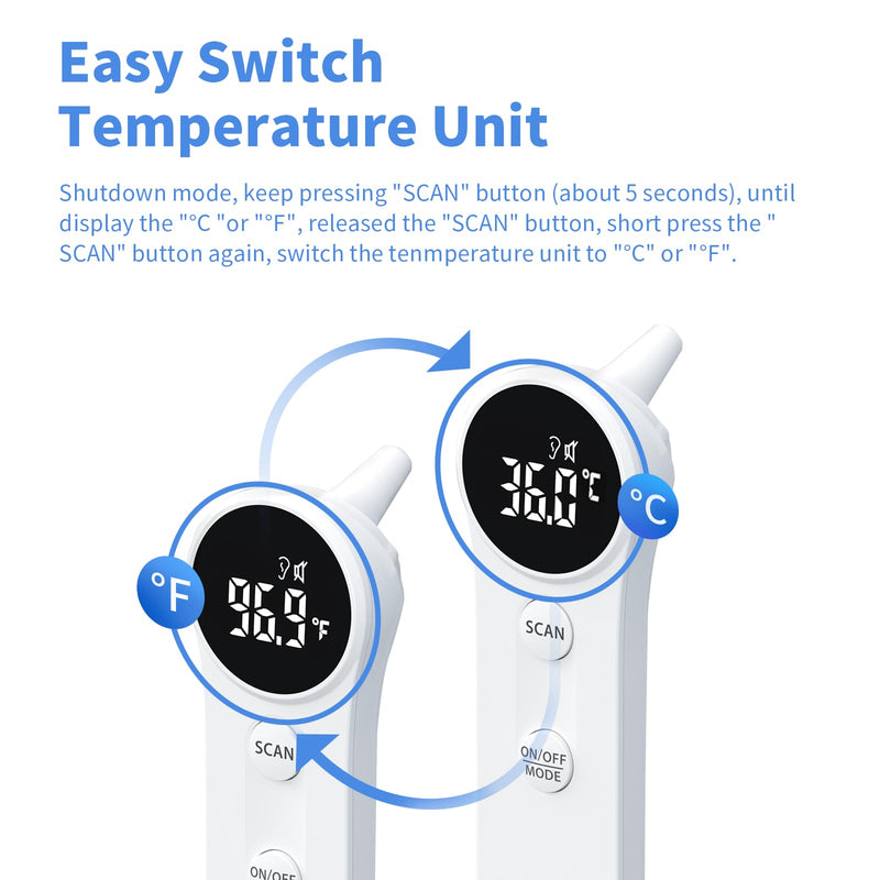 [Australia - AusPower] - Boncare Ear and Forehead Thermometer, 2X Accuracy Infrared Digital Thermometer for Adults and Kids, 1 Second Reading, No Touch Baby with Fever Alarm 