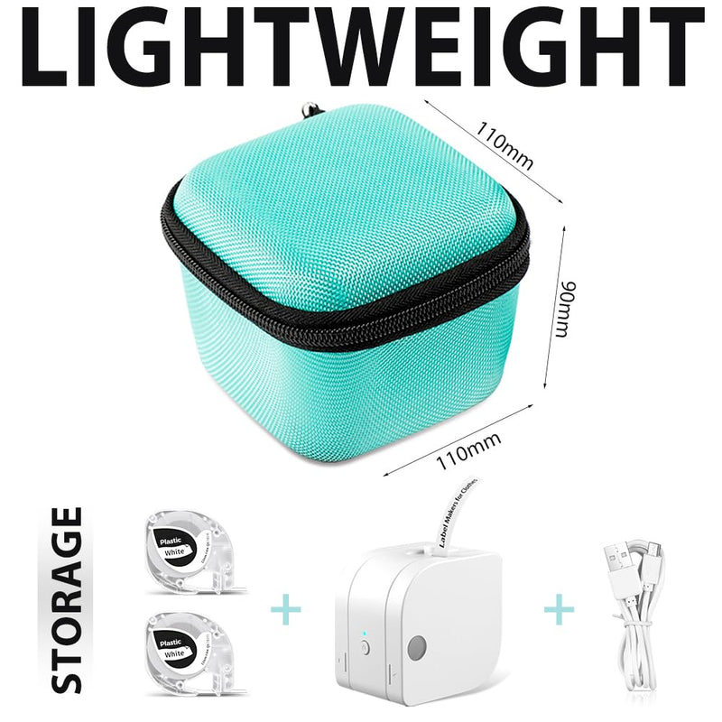 [Australia - AusPower] - Phomemo P12 Case, Label Maker Case for P12 & P12 Pro Label Maker, Carrying Bag Storage for P12 Label Maker & Label Tapes, Easily Store Your Printer with Mesh Pocket for Cable Accessories, Green 