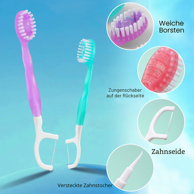 Pack of 26 Mini Travel Toothbrushes, 5-in-1 Toothbrush & Floss, Toothbrushes with Toothpaste, Mini Travel Toothbrushes, Travel Toothbrush, Tongue Scraper (Mixed Pack)