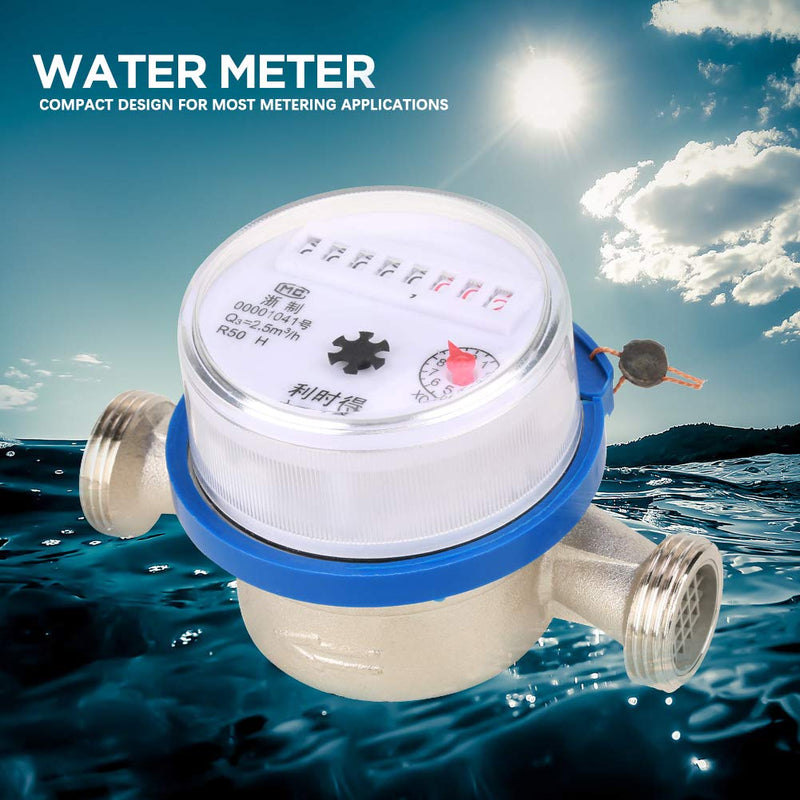 [Australia - AusPower] - Acogedor Water meter flow House and Garden, 15mm 1/2" Plastic Cold Water Meter, Single Water Table Measuring Tools 