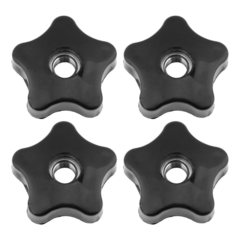 [Australia - AusPower] - 4PCS T-Track Knobs, 3/8 Inch 16 Through-Hole knobs, Five-Star Thru Threaded Knob Nuts, Star Shape Knurled Clamping Nuts for Sawing Machine, Drilling Machine, Plastic Screw-On Type(Black) 