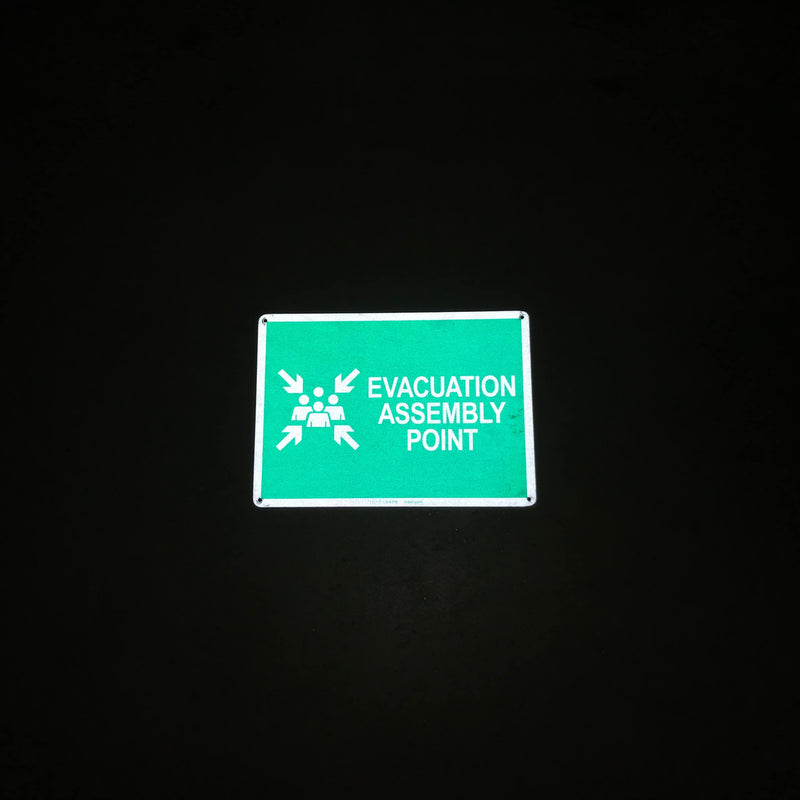 TRADESAFE Evacuation Assembly Point Sign - Emergency Evacuation Sign, Quick Install, Light Reflective, UV-Resistant, Waterproof, 14” X 10” Aluminum Safety Signs for Business