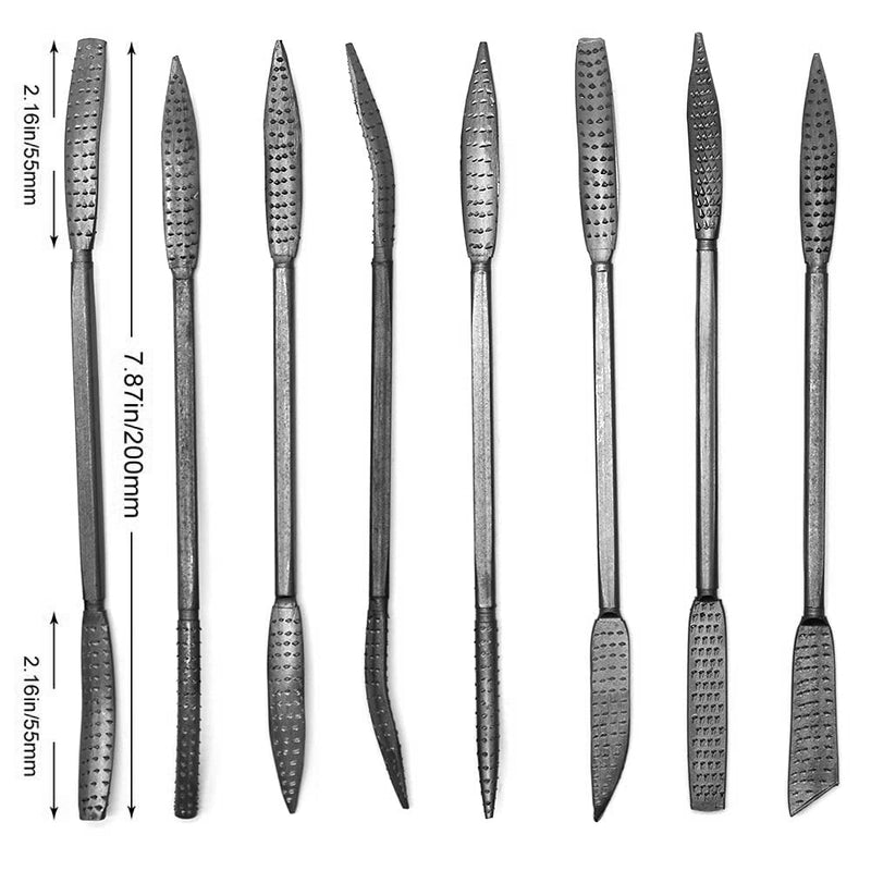 [Australia - AusPower] - CLAHJQX 8pcs Wood Files and Rasps, Wood Carving Kit, Double Ended Riffler Rasp Set, Special Shaped File Set for Woodworking 
