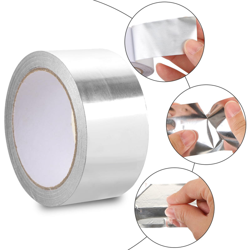 2PCS Aluminum Foil Tape 1.18 Inch 65 Ft 3.9 Mils High, High Temperature Heavy Duty Insulation Tape for Air Ductwork, Dryer Vents, HVAC, Sealing & Patching