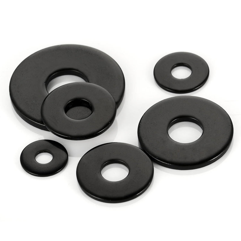 [Australia - AusPower] - 1/4" Stainless Flat Washers, 7/10" Outer Diameter, 18-8 (304) Stainless Steel Metal Washers for Screws and Bolts, Black Finish (50 PCS) 1/4" x 7/10" OD 
