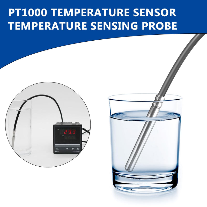 [Australia - AusPower] - Vegena Pack of 3 Pt1000 Temperature Sensor, Digital Temperature Sensor, Pt1000 Temperature Sensor with PVC Cable, Cable Sensor, Temperature Sensor, Stainless Steel Tube Probe for Temperature 