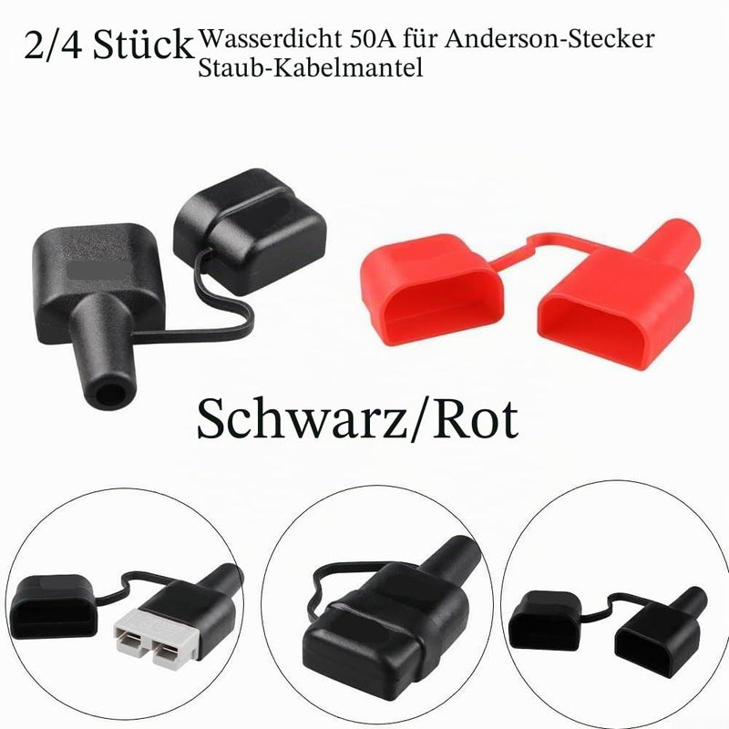 For Plug Rubber Cover, 50A Cable Connector Sheath Cover for (4 Pieces, Black) Pack of 4 Black