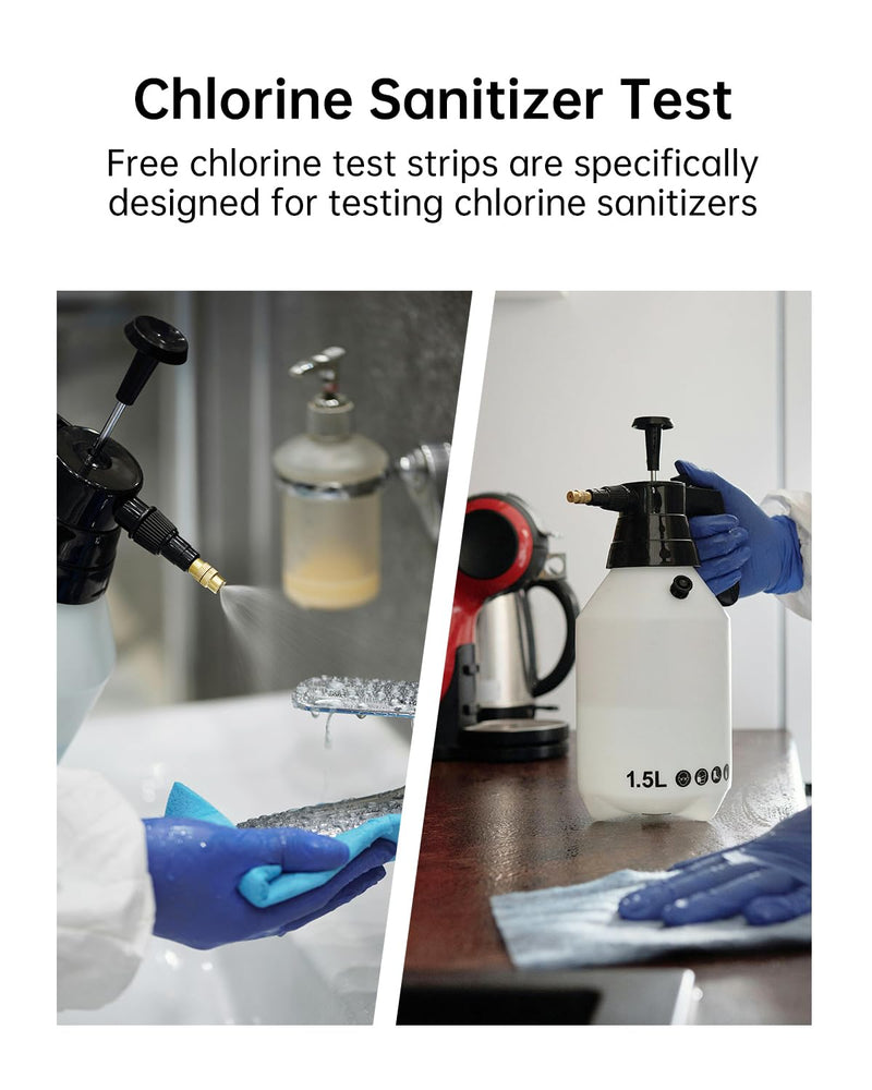 [Australia - AusPower] - 0-500 ppm Chlorine Test Strips for Restaurant Sanitizer Test Kit, 100 Strips per Vial, Bleach Test Strips, Testing Kit for Food Service, Bars, Hotels, Kitchen Supplies, Food Trucks, Daycare, Factory 0-500PPM 