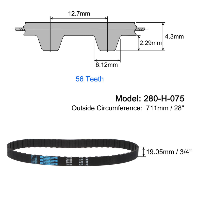[Australia - AusPower] - uxcell 280-H-075 H Timing Belt 56 Teeth Rubber Cogged Belt 28" Length, 3/4" Width, 1/2" Pitch 
