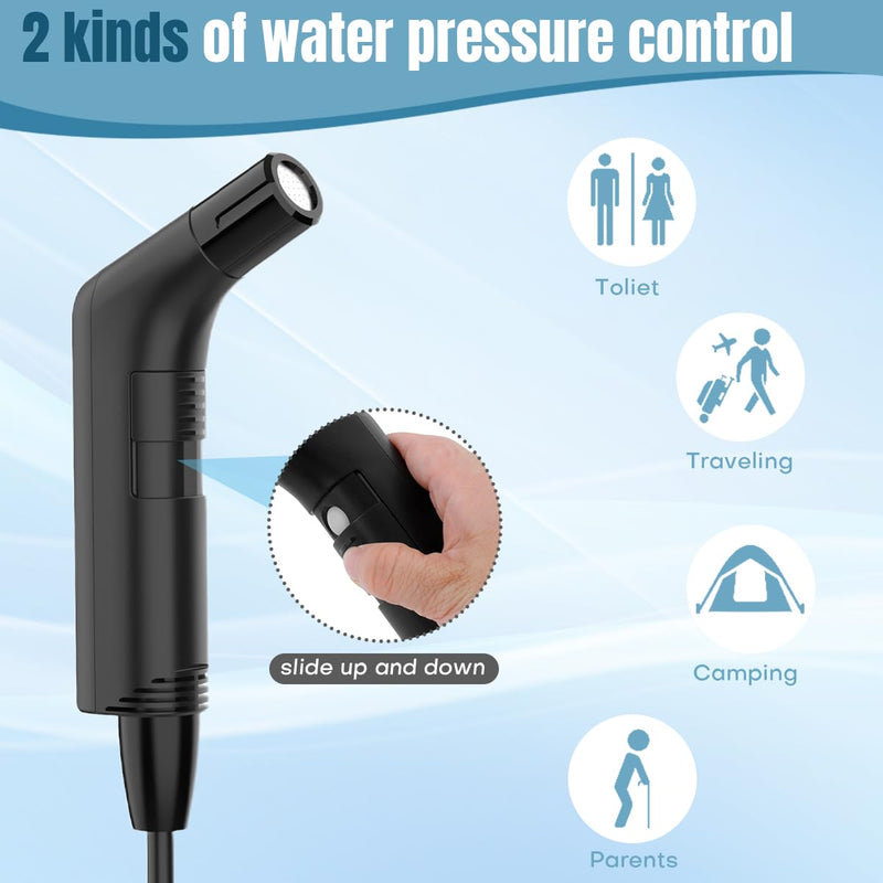 Teabelle Portable Electric Rechargeable Travel Bidet, Handheld Soft Pressure Sprayer for Bathroom, rv Car and Outdoor Camping, Mini Body Washing Cleaner with 2.3L Water Tank and USB Cable