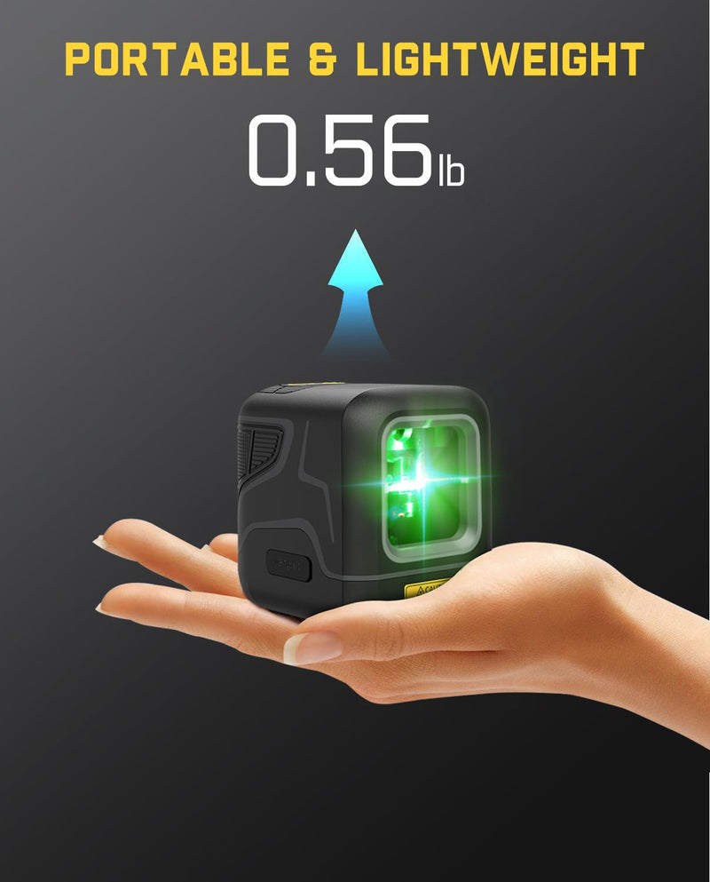 [Australia - AusPower] - Fanttik D2 Laser Level, 100 ft Self-Leveling Green Cross Line Laser, USB-C Rechargeable, Rotatable 360 Degree, Pulse Mode, Magnetic Bracket, Carrying Pouch, for Picture Hanging and Home DIY - Black 