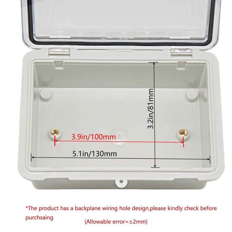[Australia - AusPower] - Zulkit Junction Box ABS Plastic Dustproof Waterproof IP65 Electrical Boxes Hinged Shell Outdoor Universal Project Enclosure Clear Cover with 2 Cable Glands 5.9 x 3.9 x 2.8 inch (150x100x70 mm) 5.9" x 3.9" x 2.8" 