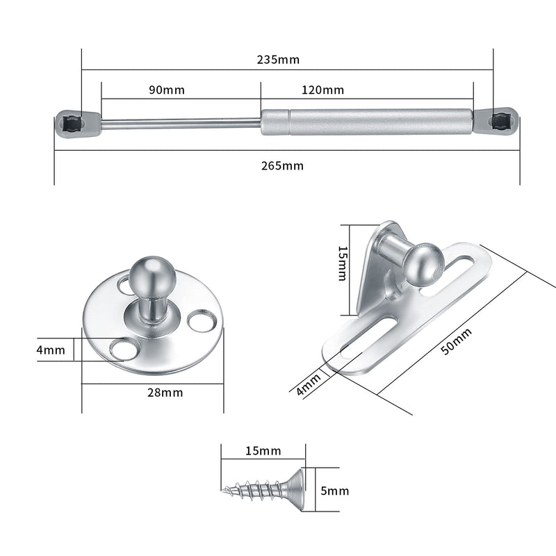 [Australia - AusPower] - 20 Pcs Gas Springs,100N/22.5LB Gas Struts Lift Supports,Gas Shocks, Soft Close Hinges,Furniture Cabinet Door Lid Stay,Hydraulic Gas Lift Spring Stay for Cabinet,Storage Box Spring Struts-10.43" 100N 20 