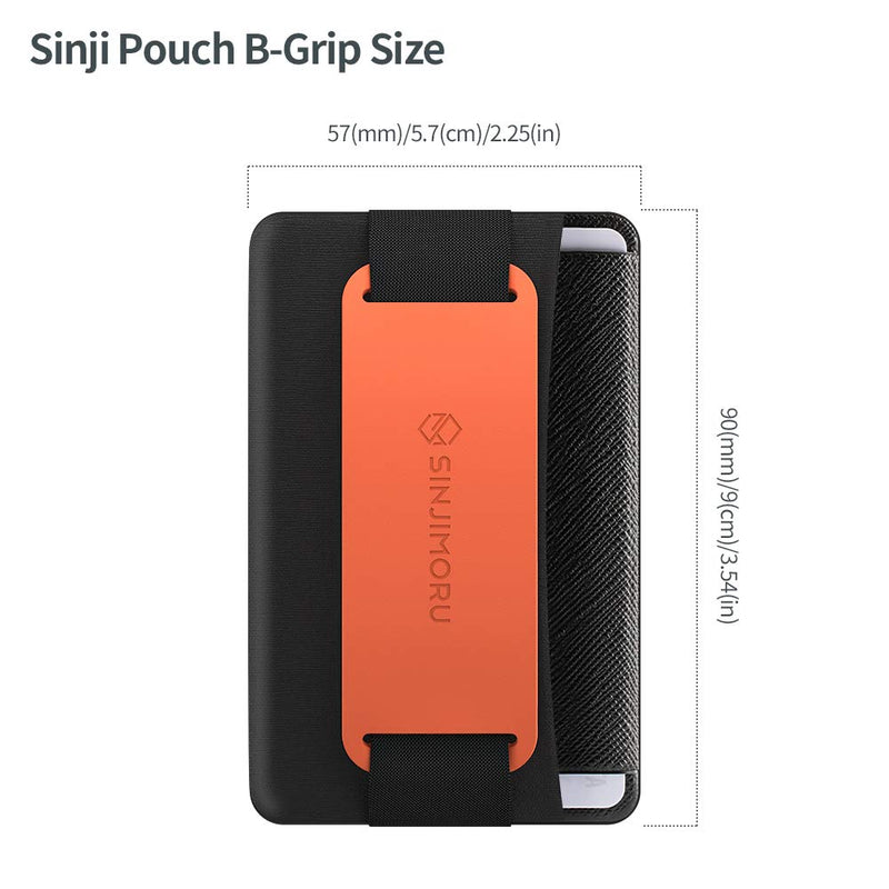 [Australia - AusPower] - Sinjimoru Phone Grip Card Holder with Phone Stand, Secure Stick on Wallet for iPhone with Kickstand for Table. Sinji Pouch B-Grip Silicone Clementine 