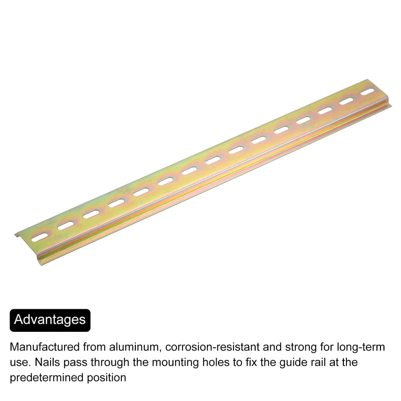 [Australia - AusPower] - MECCANIXITY 2 Pcs DIN Rail Slotted Iron Mounting Guide 16" Long 35mm Wide 7.5mm High Bronze Tone 400mmx35mmx7.5mm 