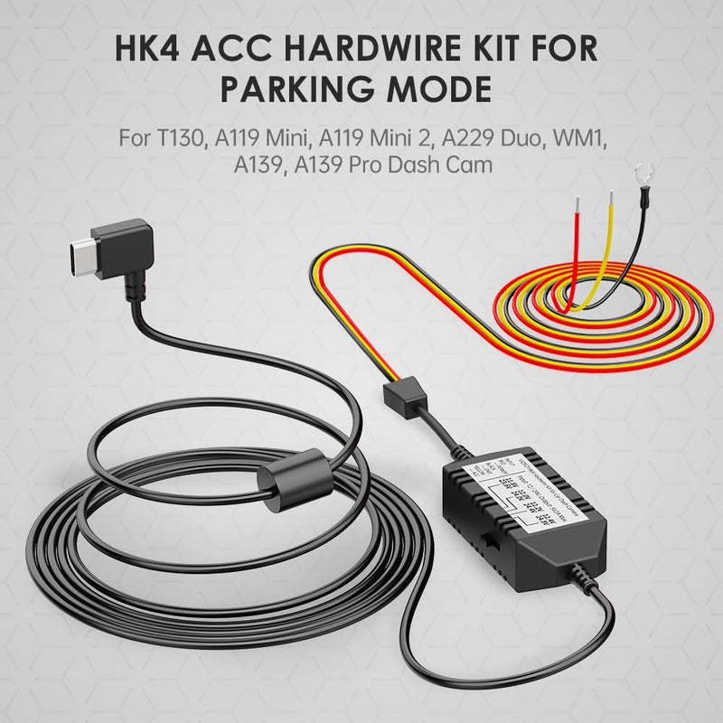 [Australia - AusPower] - VIOFO HK4 Acc Hardwire Kit, USB-C Hard Wire Kit for T130/A139Pro/WM1/A229Duo&A229PLUS&A229PRO,/A119MINI2 Dash Cam, Low Voltage Protection for Parking Mode HK4 Hardwire Kit 