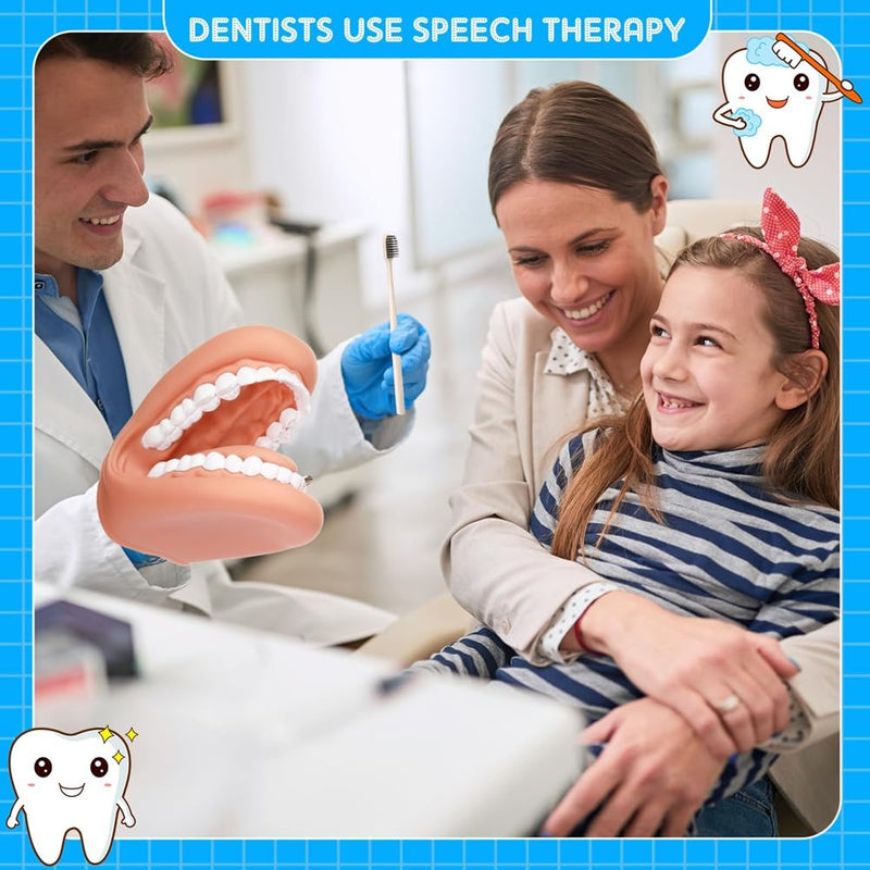 1 Piece Mouth Puppet with Tongue Teeth Mouth Hand Puppet Tooth Mouth Model with Toothbrush for Girls Learning Tool