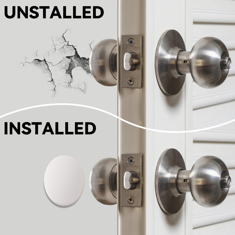 [Australia - AusPower] - JULBEAR Door Stopper Wall Protector, 12PCS Door Knob Stoppers Wall Protector with Strong Back Adhesive,Quiet, Shock, Absorbent Silicone, Door Handle Bumpers and Protect Wall Surfaces (Round 2 inch) 12 