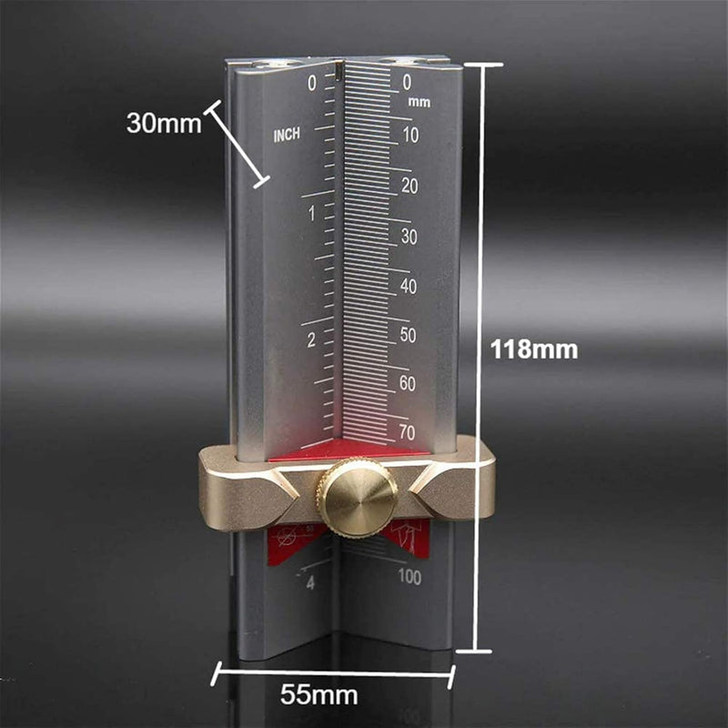 [Australia - AusPower] - HONGDUI 3 in 1 Multifunction Measuring Gauge Drill Depth Gauge Drill Stop Measure and Drill Point Angle Gauge Grinding Gage and Table Saw Height Gauge Woodworking Tool - ZS03F 