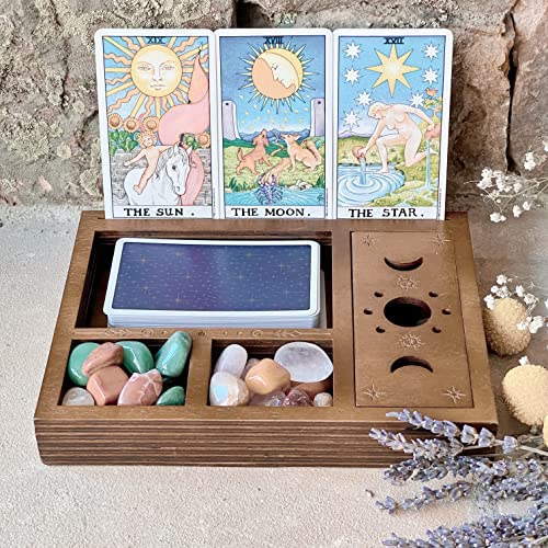 Tarot Card Holder & Display, Cute Witchy Desk Decor, Altar Decor Box for Bedroom Aesthetic Accessories