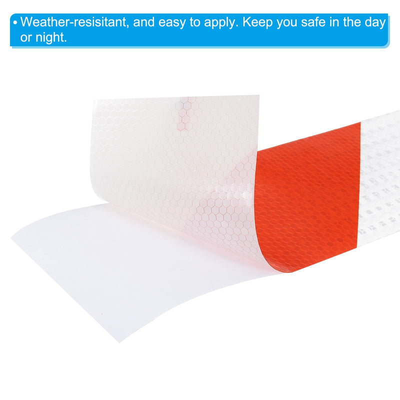 PATIKIL Reflective Tape, 1 Roll 4 Inch x 66 Ft Waterproof Self Adhesive High Visibility Caution Warning Safety Tape Reflector for Trucks Trailers Cars, Red White