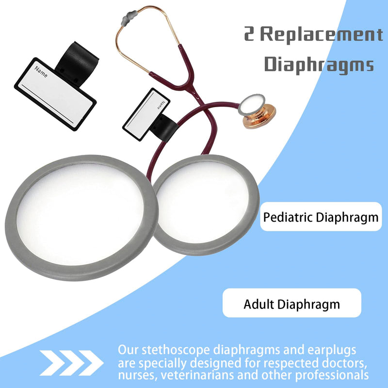 [Australia - AusPower] - Stethoscope Replacement Part Kit - Diaphragm & Ear Tips for Littmann Classic 3, Cardiology 3 & 4 - Grey Silicone 