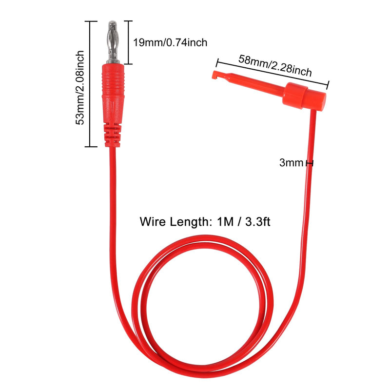 [Australia - AusPower] - 4Pair 4MM Banana Plug to Test Hook Clip Test Lead Cable for for Multi-Meter, Electrical Test Jumper Wire 100cm/3.3ft Electrical Connector 