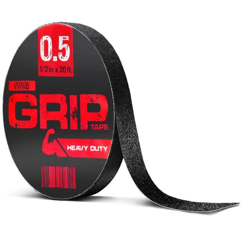 VViViD Heavy-Duty Non-Slip Black Rubberized Self-Adhesive Grip Tape .5 Inches x 20 Feet Roll