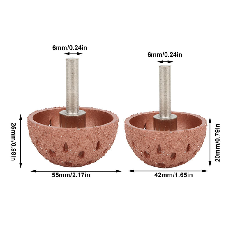[Australia - AusPower] - ViaGasaFamido 2PCs Tungsten Steel Buffing Wheels of Different Sizes, Tungsten Steel Bowl Type Tire Repair Grinding Head Rotary Tools with 6mm Shank 