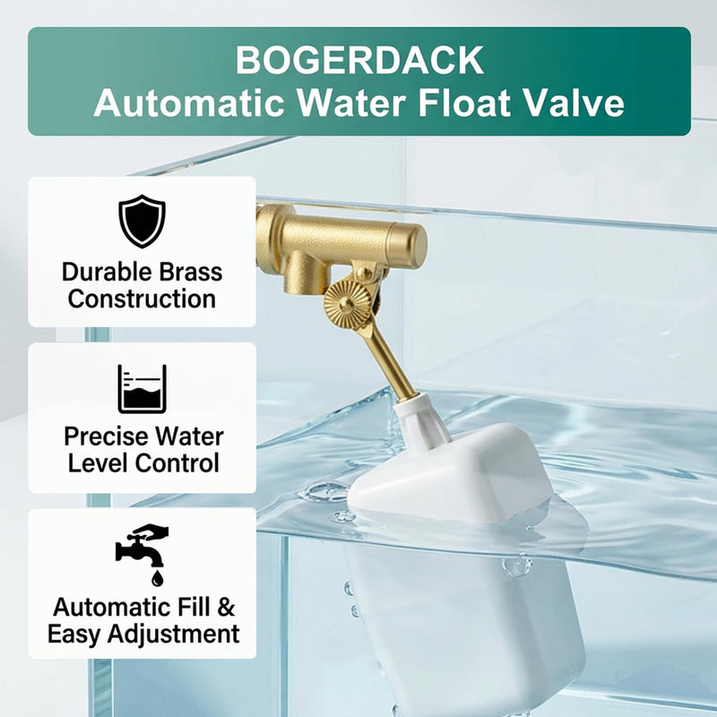1PCS 3/8" NPT Male Water Float Valve, Automatic Fill and Water Level Control Valve, with Brass Adjustable Arm, for onds, Fountains, Tanks & Aquariums