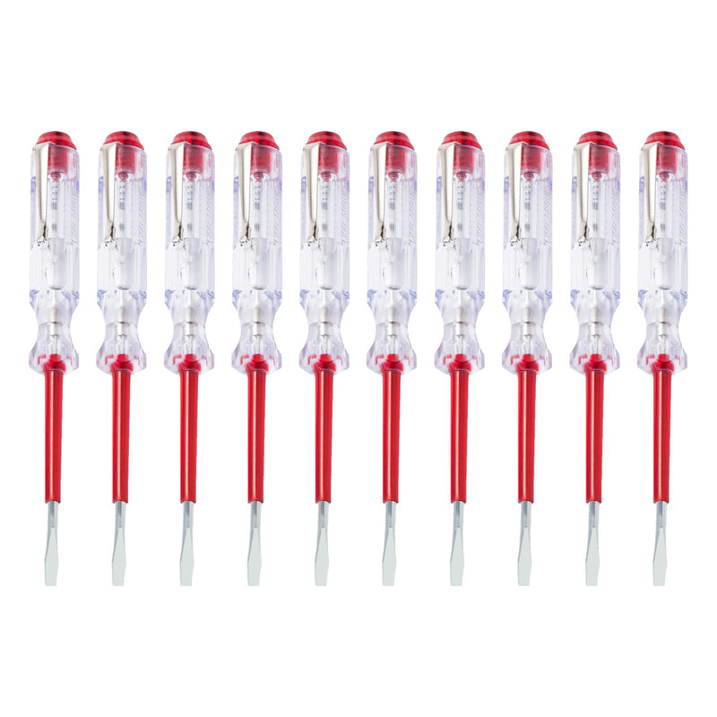 [Australia - AusPower] - 10 Pieces Phase Tester Screwdriver, 100V-500V Voltage Tester Screwdriver, Current Tester, Chamfer Tester, Robust Electrician Screwdriver with Pocket Clip, 135 mm Length, for Household, Construction 