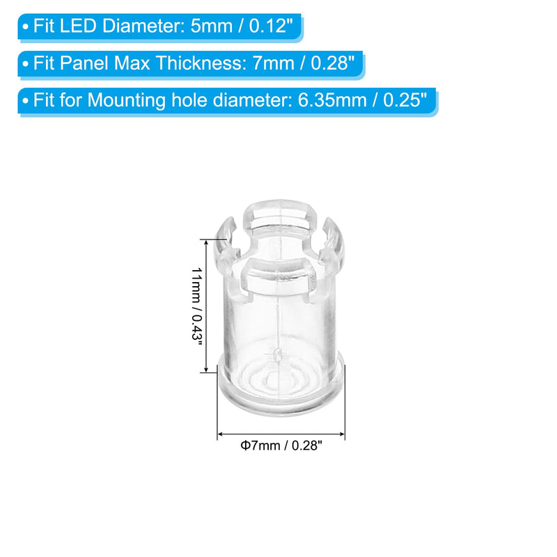 [Australia - AusPower] - PATIKIL 5mm Emitting Diode Holder, 20 Pack LED Holder Clip Mounting Bracket Socket Cap for Lamp Bulb Bezel Mount Panel LED Display, Transparent 