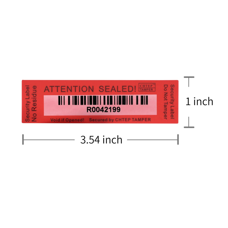 ChtepTamper Tamper-Evident Security Labels, Red, 1x3.54 inches | 100 Pieces, No Transfer, Serial Number, Goods Shipping, Privacy Protection