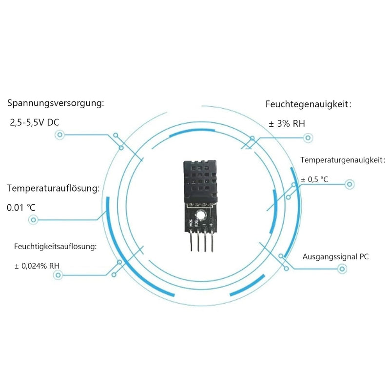 [Australia - AusPower] - DHT20 Integrated Digital Temperature and Humidity Sensor, with Upgrade I2C Output, Interface 2.5V-5.5V, Used on Meteorological Stations, Thermostats, etc. Pack of 4 